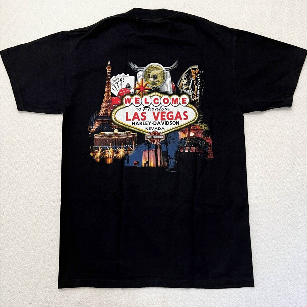 Harley Davidson Mens T-Shirt Las Vegas City Crew Neck Black Size Medium